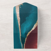 ターコイズ及び錆金ゴールドアルコールイ結婚ンク オールインワン招待状 (外側)