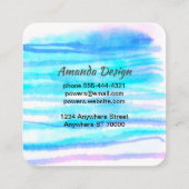 ターコイズ及び青絵を描抽象芸術オリジナル スクエア名刺 (裏面)