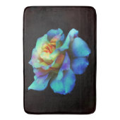 ターコイズ及び黄色の絞り染めバラ浴用マット バスマット (正面縦)