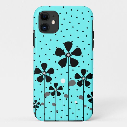 ターコイズ及び黒い花 Case-Mate iPhoneケース (裏面)
