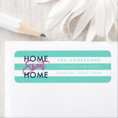 ターコイズ名門私立校風のアンドホワイトストライプズホームスウィートホーム ラベル (インサイチュ)