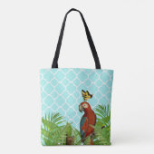 ターコイズ四つ葉オウムと蝶 トートバッグ (裏面)