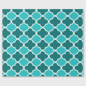 ターコイズ四葉模様 ラッピングペーパー (フラット)