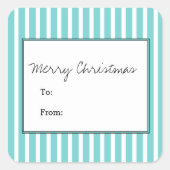 ターコイズ垂直フェスティバルストライプズ休日 スクエアシール (正面)