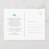 ターコイズ変更計画卒業はっきりしたタイポグラフィ インビテーションポストカード (裏面)