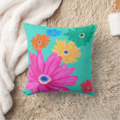 ターコイズ夏フローラ クッション (ブランケット)