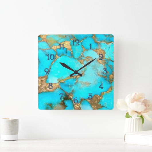 ターコイズ大時計 スクエア壁時計 (ホーム)