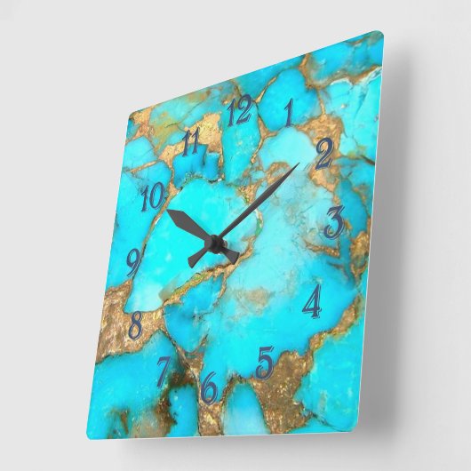 ターコイズ大時計 スクエア壁時計 (傾斜)