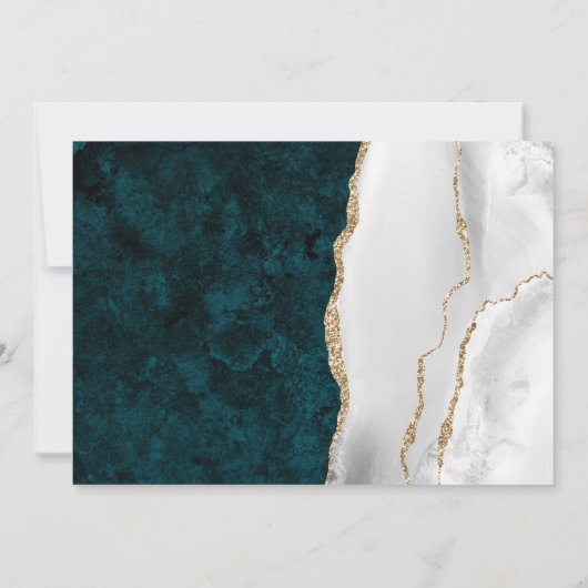 ターコイズ大理石とゴールドのアゲートの結婚式出欠確認カード 招待状 (裏面)
