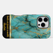 ターコイズ大理石と金の輝き iPhoneケース (裏面横)