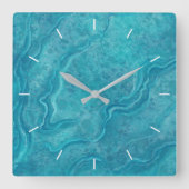 ターコイズ大理石パターン壁時計 スクエア壁時計 (正面)