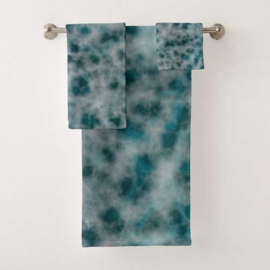 ターコイズ大理石抽象芸術 バスタオルセット (インサイチュ)