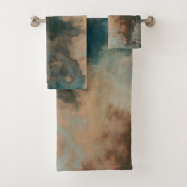 ターコイズ大理石抽象芸術 バスタオルセット