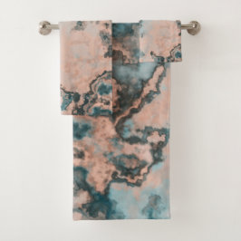 ターコイズ大理石抽象芸術 バスタオルセット
