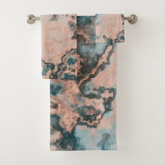 ターコイズ大理石抽象芸術 バスタオルセット (インサイチュ)
