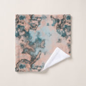 ターコイズ大理石抽象芸術 バスタオルセット (ウォッシュタオル)