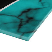 ターコイズ大理石洗練されたモノグラムの名前の年 カッティングボード (角)