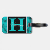 ターコイズ大理石精巧モノグラム名 ラゲッジタグ (裏面横)