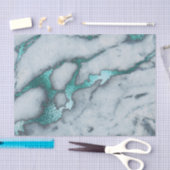 ターコイズ大理石質感 薄葉紙 (クラフト)