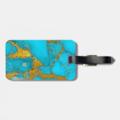 ターコイズ大理石金ゴールドグリッター- ADDイニシャル ラゲッジタグ (裏面横)