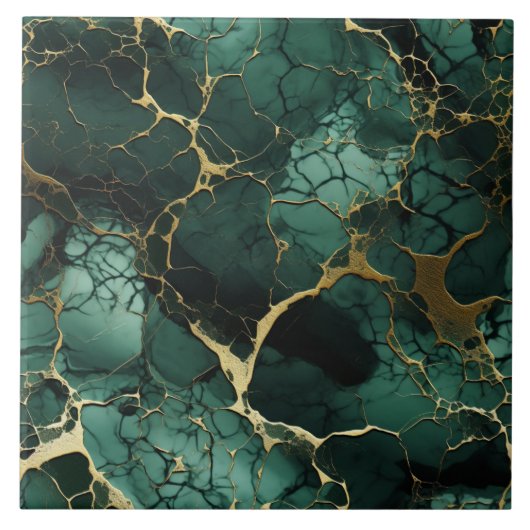 ターコイズ大理石、金ゴールド静脈、シームレスなエレガンス タイル (正面)