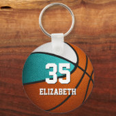 ターコイズ女子スポーツリアルなバスケットボール キーホルダー (正面)