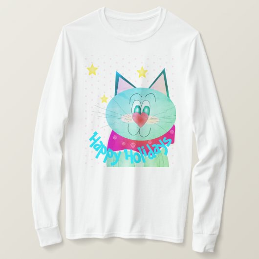 ターコイズ子猫ホリデーファッション Tシャツ (デザイン正面)