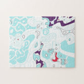 「ターコイズ宇宙」デジタル抽象芸術アート ジグソーパズル (横)