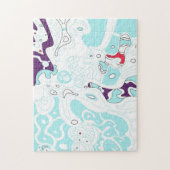 「ターコイズ宇宙」デジタル抽象芸術アート ジグソーパズル (縦)