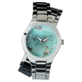 ターコイズ宝石イメージウィメンズシルバーラップのまわりに- 腕時計