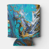 ターコイズ川の水と石の抽象芸術 缶クーラー (裏面)