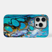 ターコイズ川の水と石の抽象芸術 iPhoneケース (裏面横)