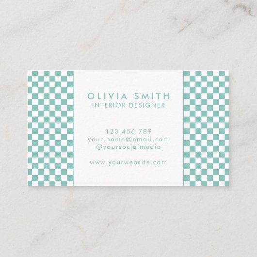 ターコイズ市松模様にモダン 名刺 (裏面)