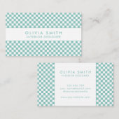 ターコイズ市松模様にモダン 名刺 (正面/裏面)