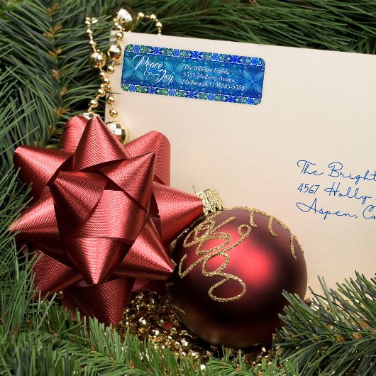 ターコイズ平和と喜びクリスマス ラベル