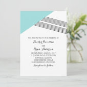 ターコイズ幾何ストライプ式ウェディング招待 招待状 (スタンド正面)
