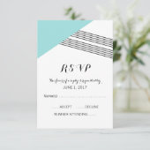 ターコイズ幾何ストライプ応答カード 出欠カード (スタンド正面)