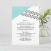 ターコイズ幾何ストライプ情報カード 招待状 (スタンド正面)