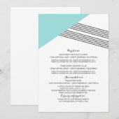 ターコイズ幾何ストライプ情報カード 招待状 (正面/裏面)