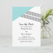 ターコイズ幾何ストライプ招待状日付の保存 セーブザデート (スタンド正面)