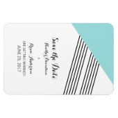 ターコイズ幾何学的ストライプな日付磁石の保存 マグネット (横)