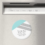 ターコイズ幾何学的ストライプな日付磁石の保存 マグネット (インサイチュ (食洗機))