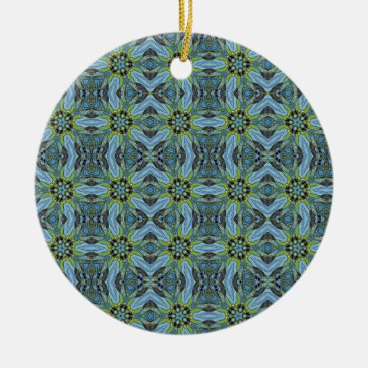 ターコイズ幾何学的抽象芸術アート工場 セラミックオーナメント (正面)