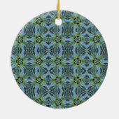 ターコイズ幾何学的抽象芸術アート工場 セラミックオーナメント (裏面)