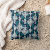 ターコイズ幾何学的菱形シームレスパターン クッション (ブランケット)