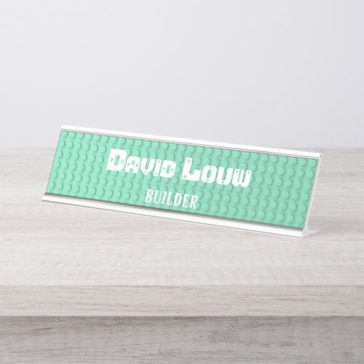 ターコイズ建物ブロック デスクネームプレート (正面)