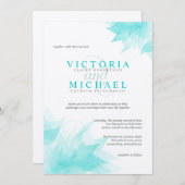 ターコイズ感じフローラビクトリアン結婚式招待状 招待状 (正面/裏面)