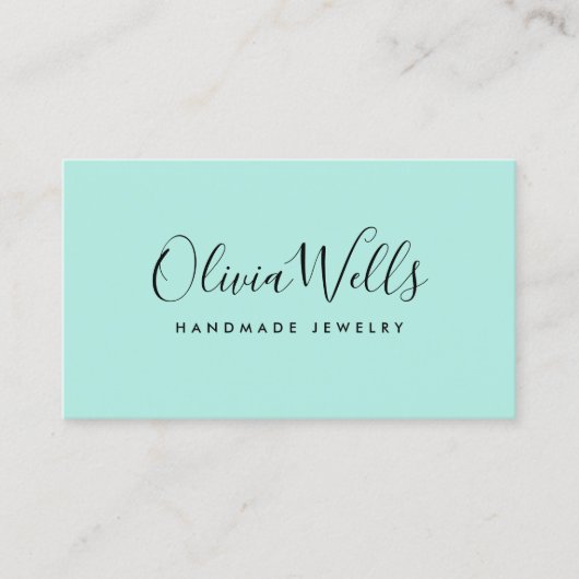 ターコイズ手書きスクリプトソーシャルメディアのアイコン 名刺 (正面)
