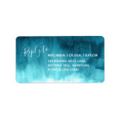 ターコイズ抽象アートの結婚式の返信住所ラベルにお返し ラベル (正面)