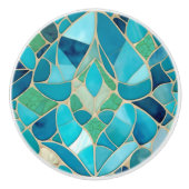 ターコイズ抽象芸術モザイクアールデコキャビネットドア セラミックノブ (正面)